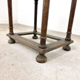 Antique oak hall table with stone top