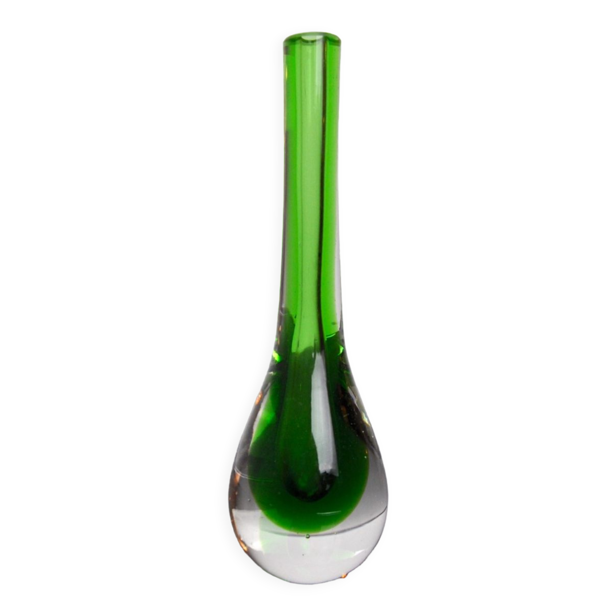 Green soliflor sommerso vase by seguso, murano, italy, 1970