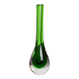 Green soliflor sommerso vase by seguso, murano, italy, 1970