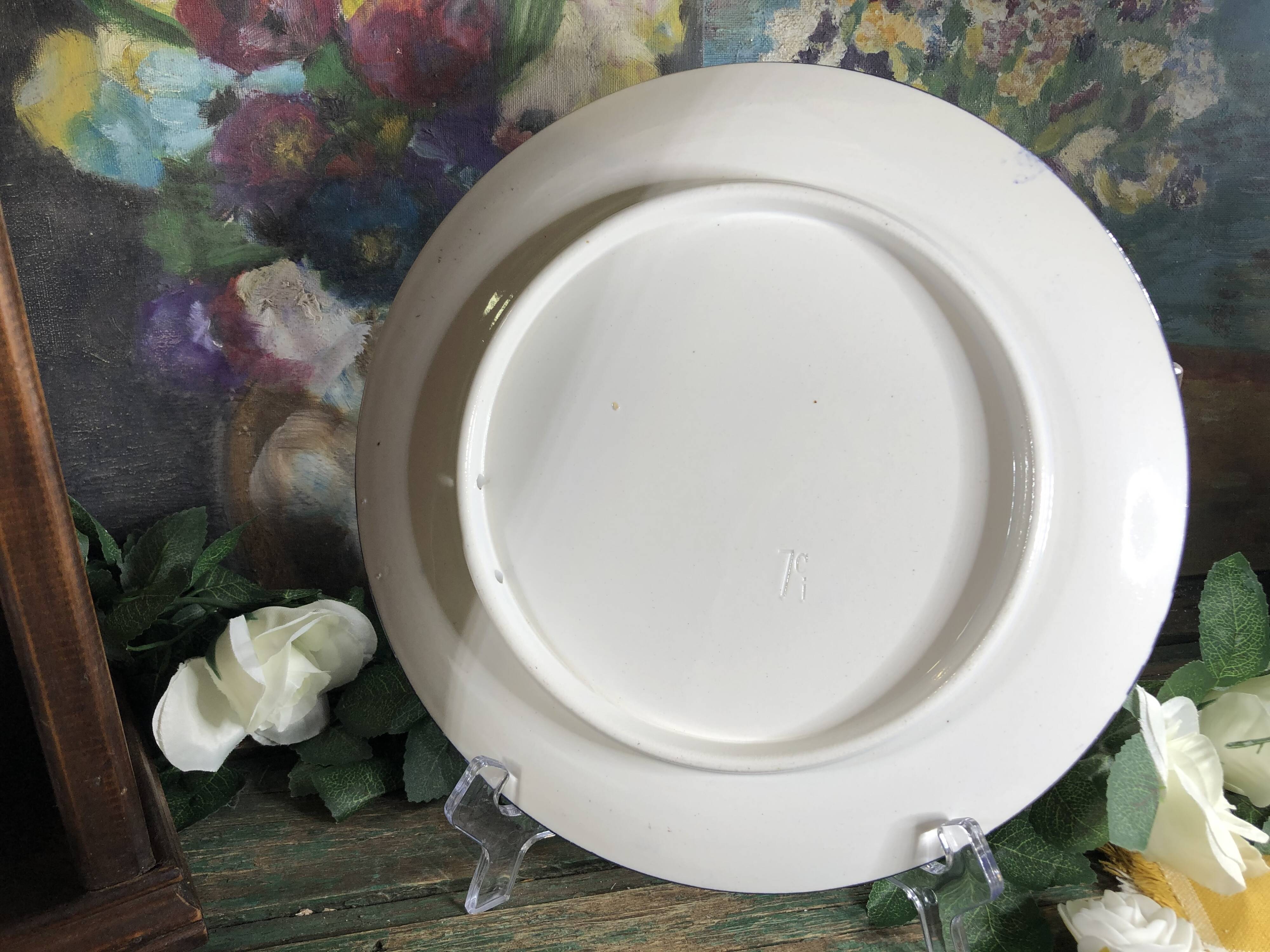 Gien earthenware cake presentation dish with castle decor