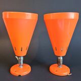 Authentic Pair of Seventies Orange wall lights from the "MBLE" brand.