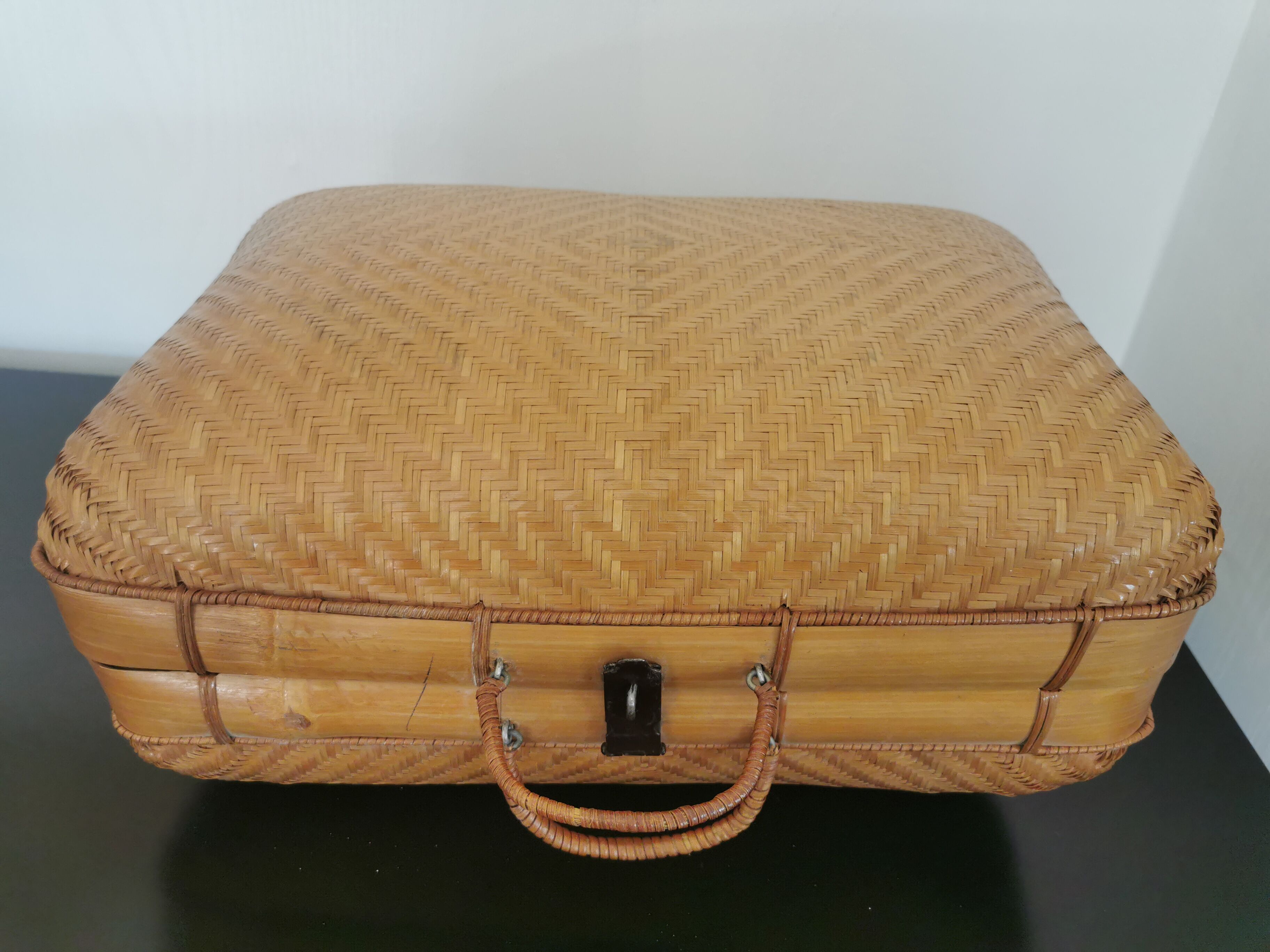 Vintage wicker suitcase