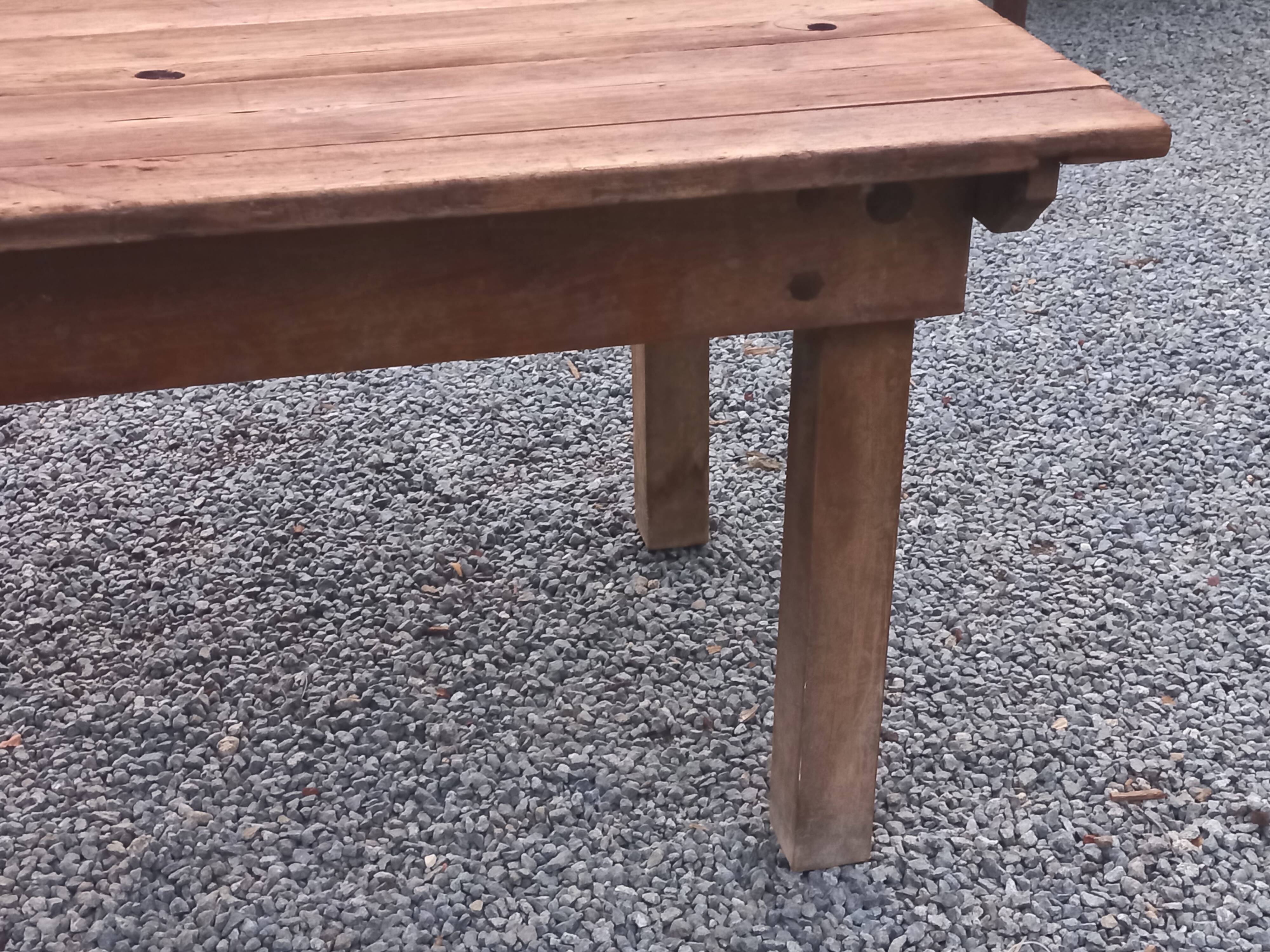 Brutalist farmhouse table Antique wooden workshop table 200cm
