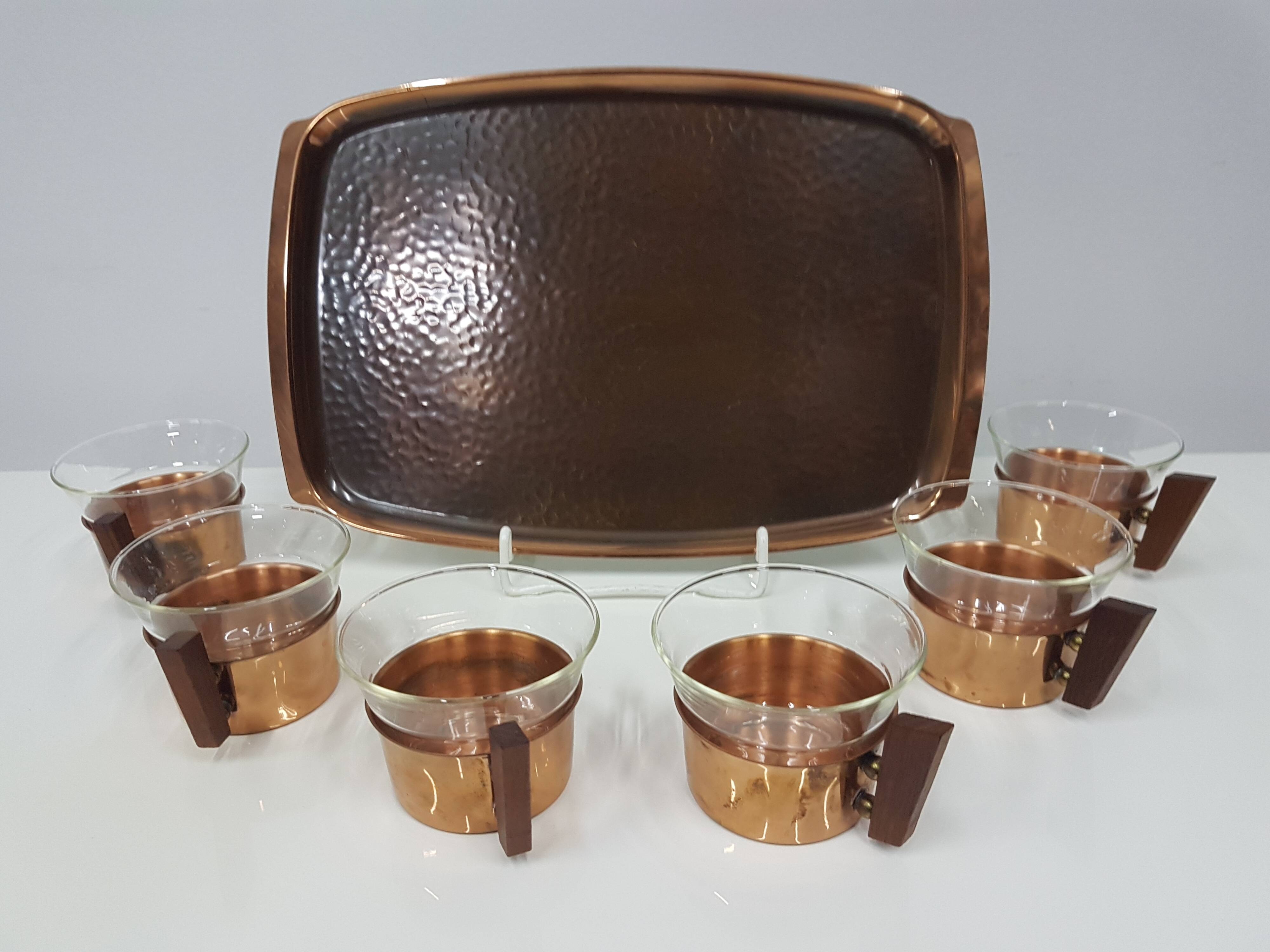 Set of glasses with a tray, Schott Mainz, Jenaer Glas, Germany, 1960s.