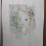 Young woman with green hair -Lithograph signed- Leonor Fini EA