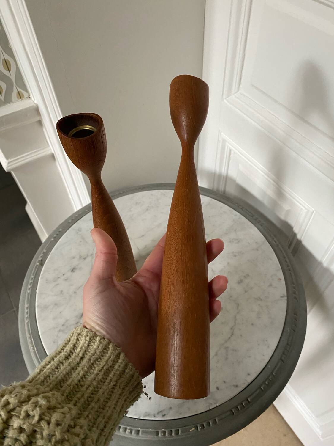 Pair of vintage tulip candlesticks