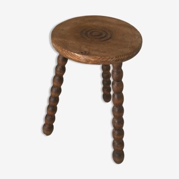 Turned wooden stool