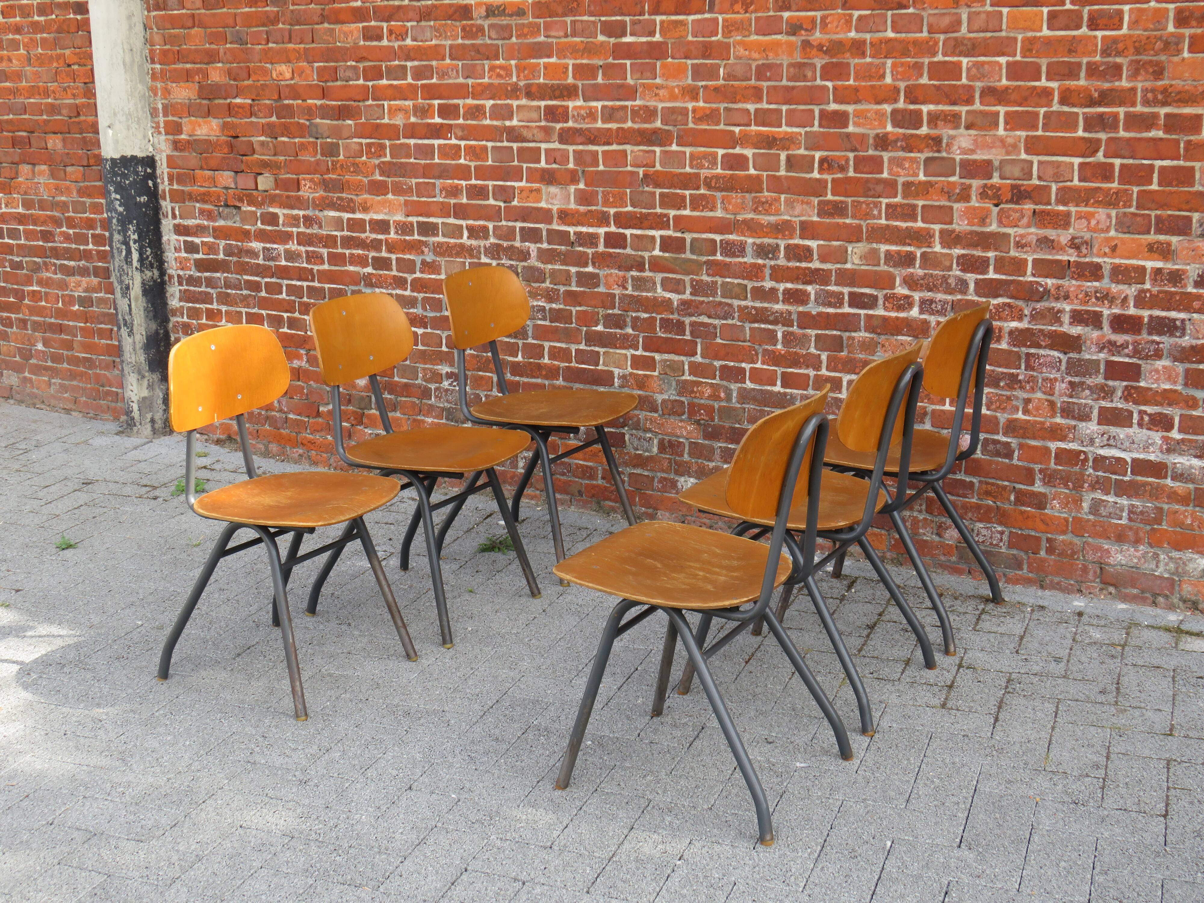 Suite of 6 industrial chairs, Germany 1960