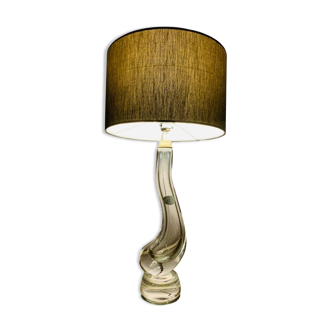 1950s Val St Lambert Clear Glass "Swan" Table Lamp