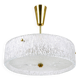 J.T. Kalmar Lustre pendentif en laiton et verre texturé rond, années 1950