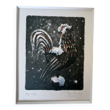Framed Winter Graphic Art by Wilhelm Loisel, Austria 1994