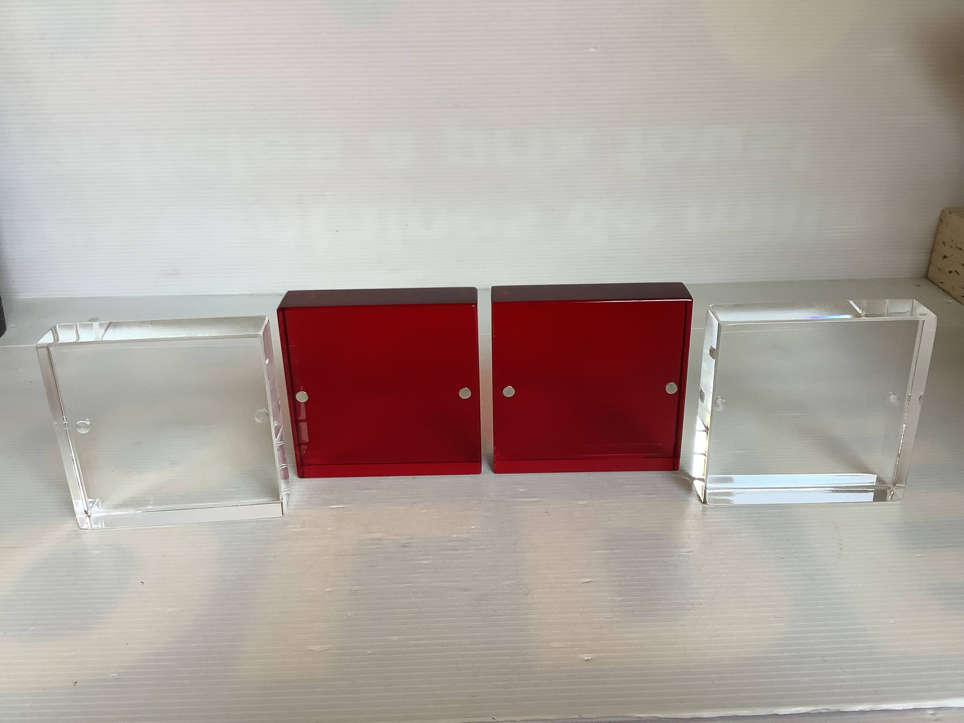 Pair of two-tone plexiglass bookends