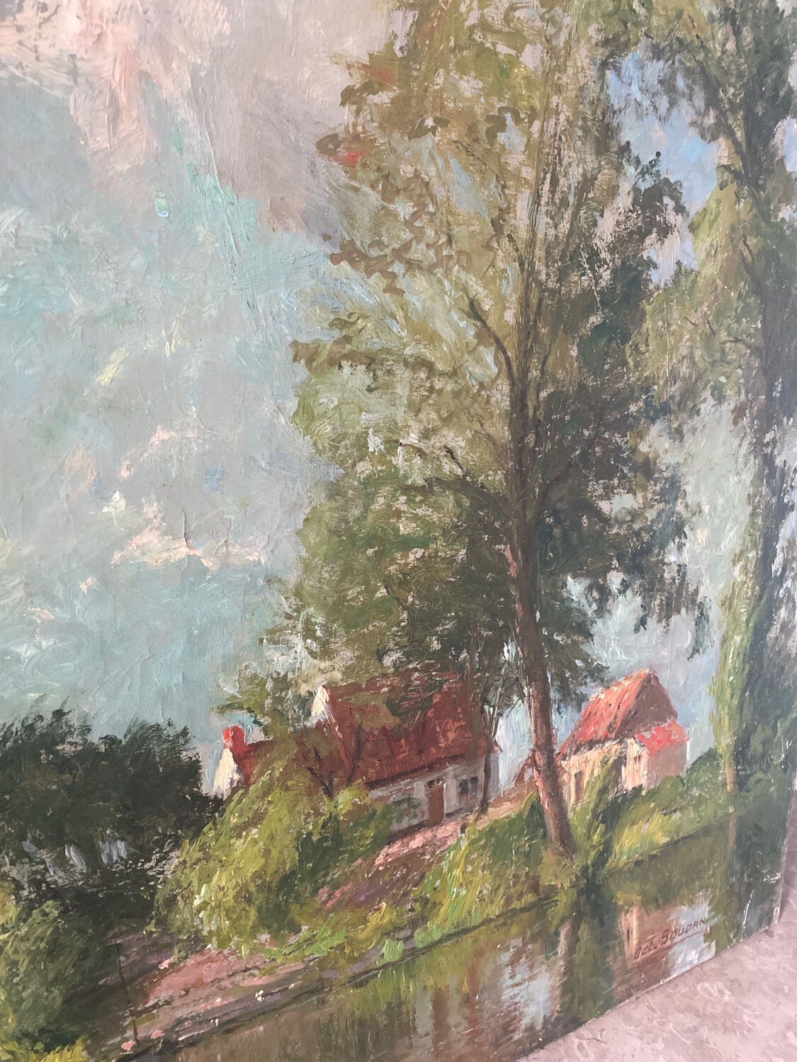 Paysage lacustre signé de 1943