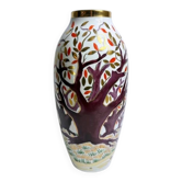 Limoges, grand vase en porcelaine décoré par Pierre Caffin, 1951