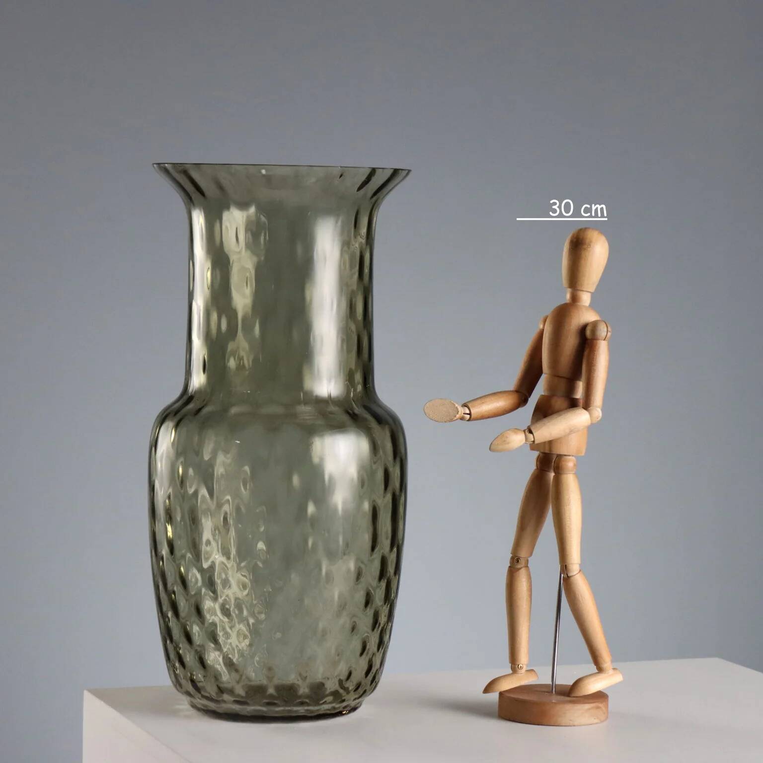 Vintage smoked glass vase, Murano manufacture, Italy, 1960s.