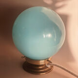 Blue opaline globe table lamp