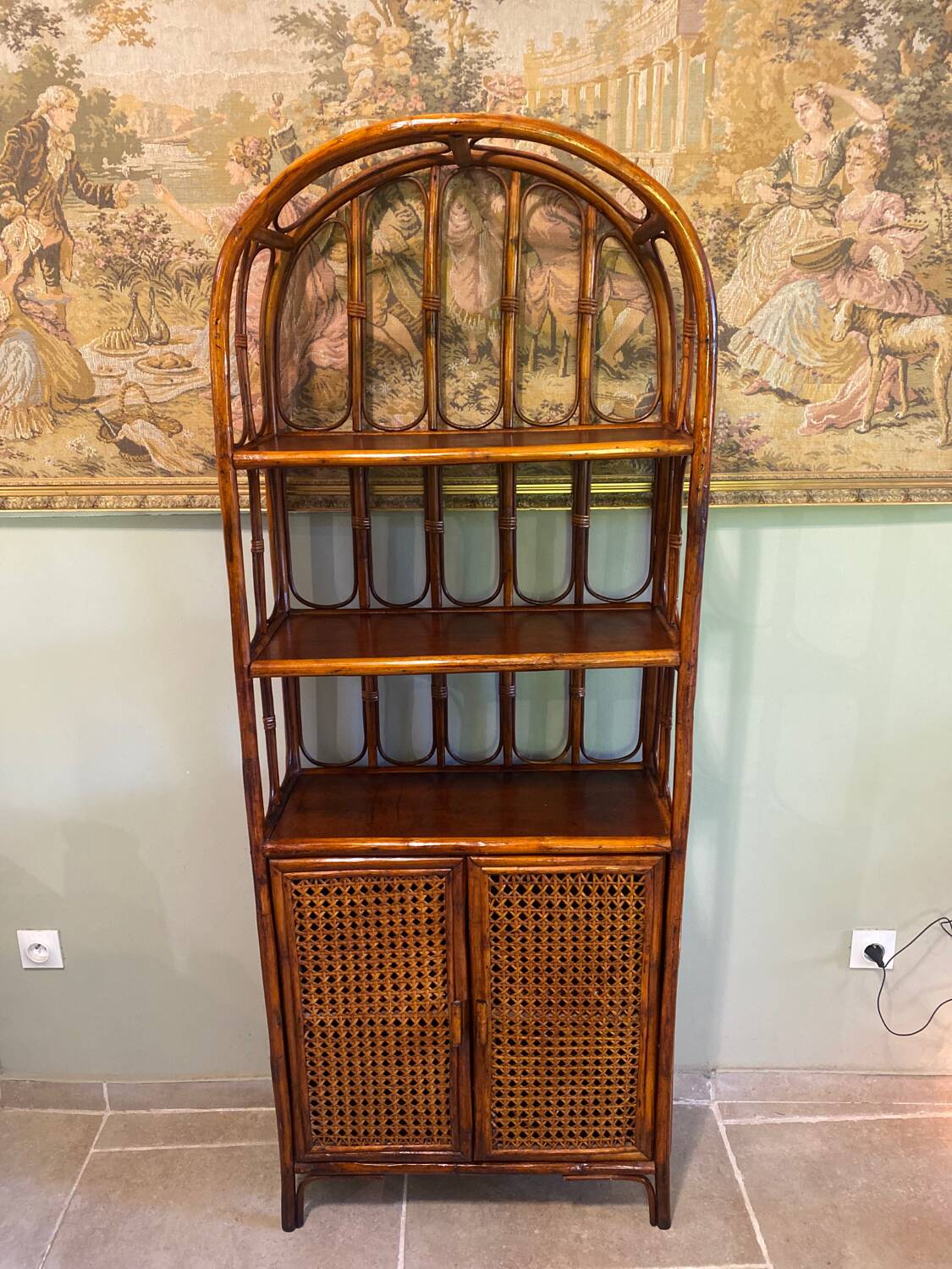 Vintage rattan shelf