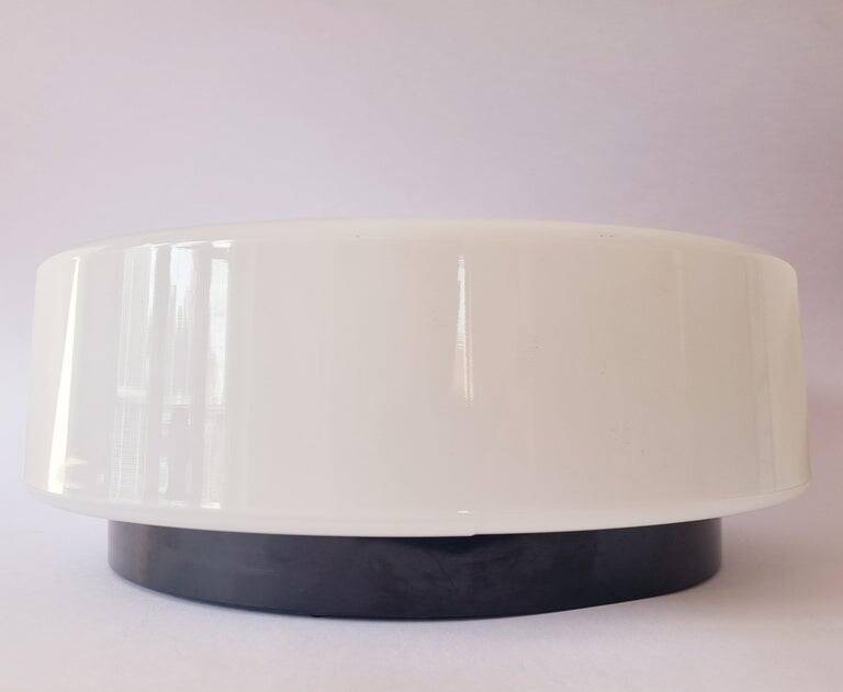 Large Midcentury Flush Mount Milk Glass, RZB Leuchten, Germany, 1970s