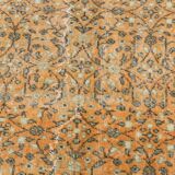 Grand tapis persan vintage orange et ivoire, motifs floraux raffinés