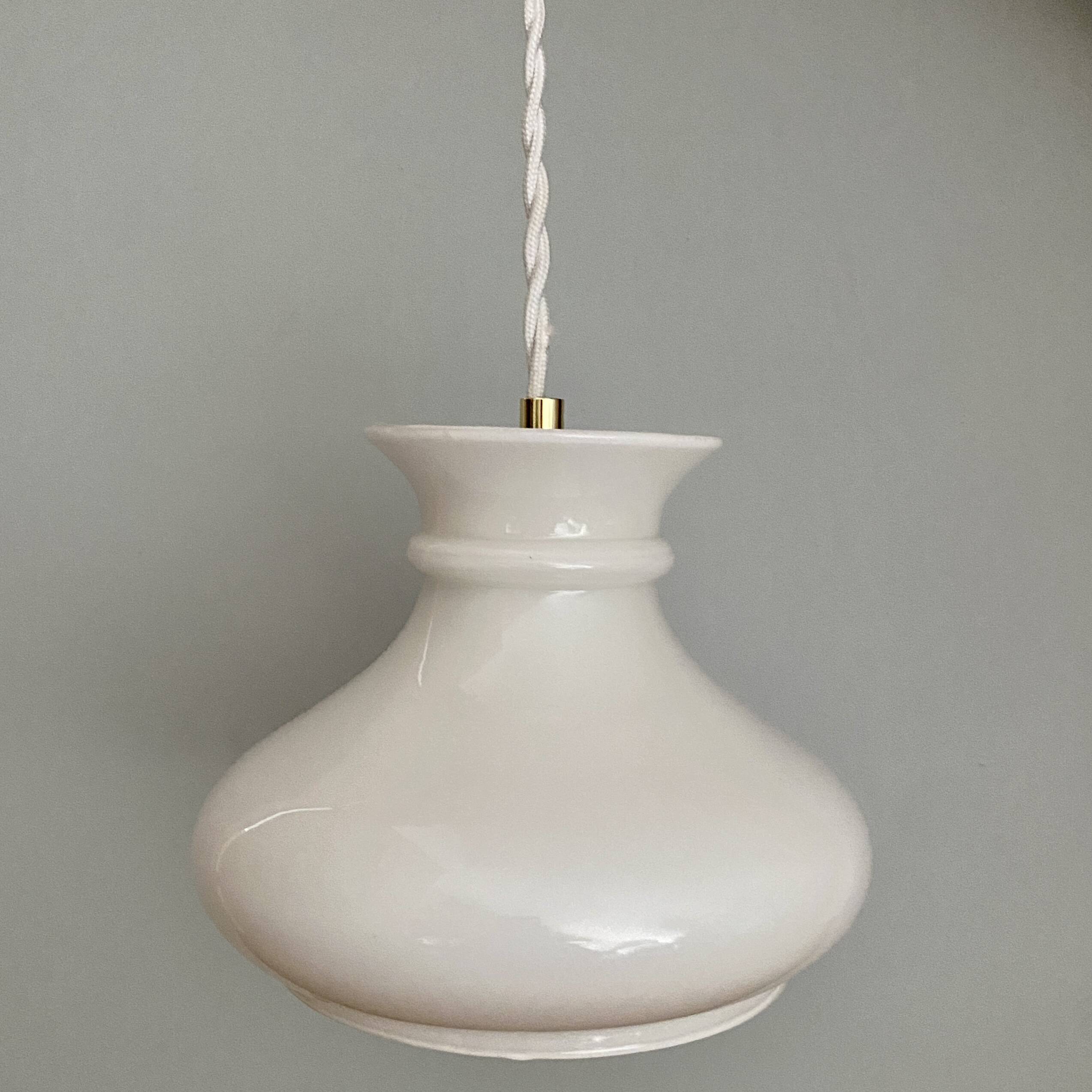 Vintage globe pendant light in white opaline