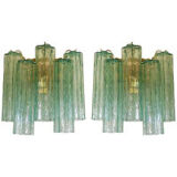 Contemporary green “tronchi” murano glass wall sconce