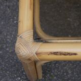 Rattan and glass coffee table