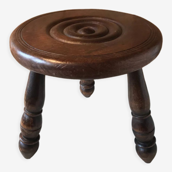 Vintage low stool 1970 in exotic wood