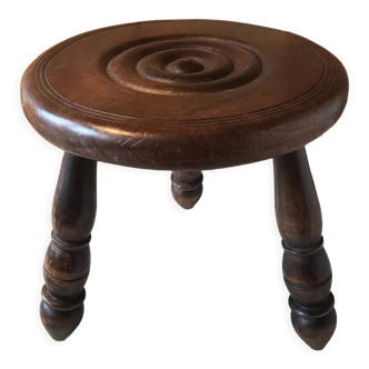 Vintage low stool 1970 in exotic wood