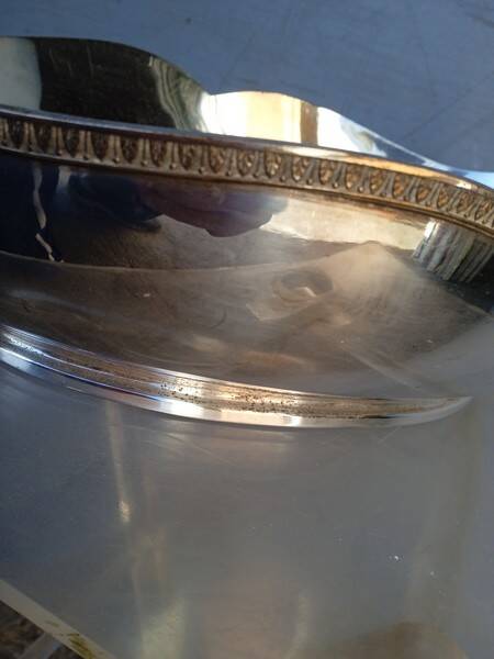 Phenix bowl on foot silver metal center table 1940