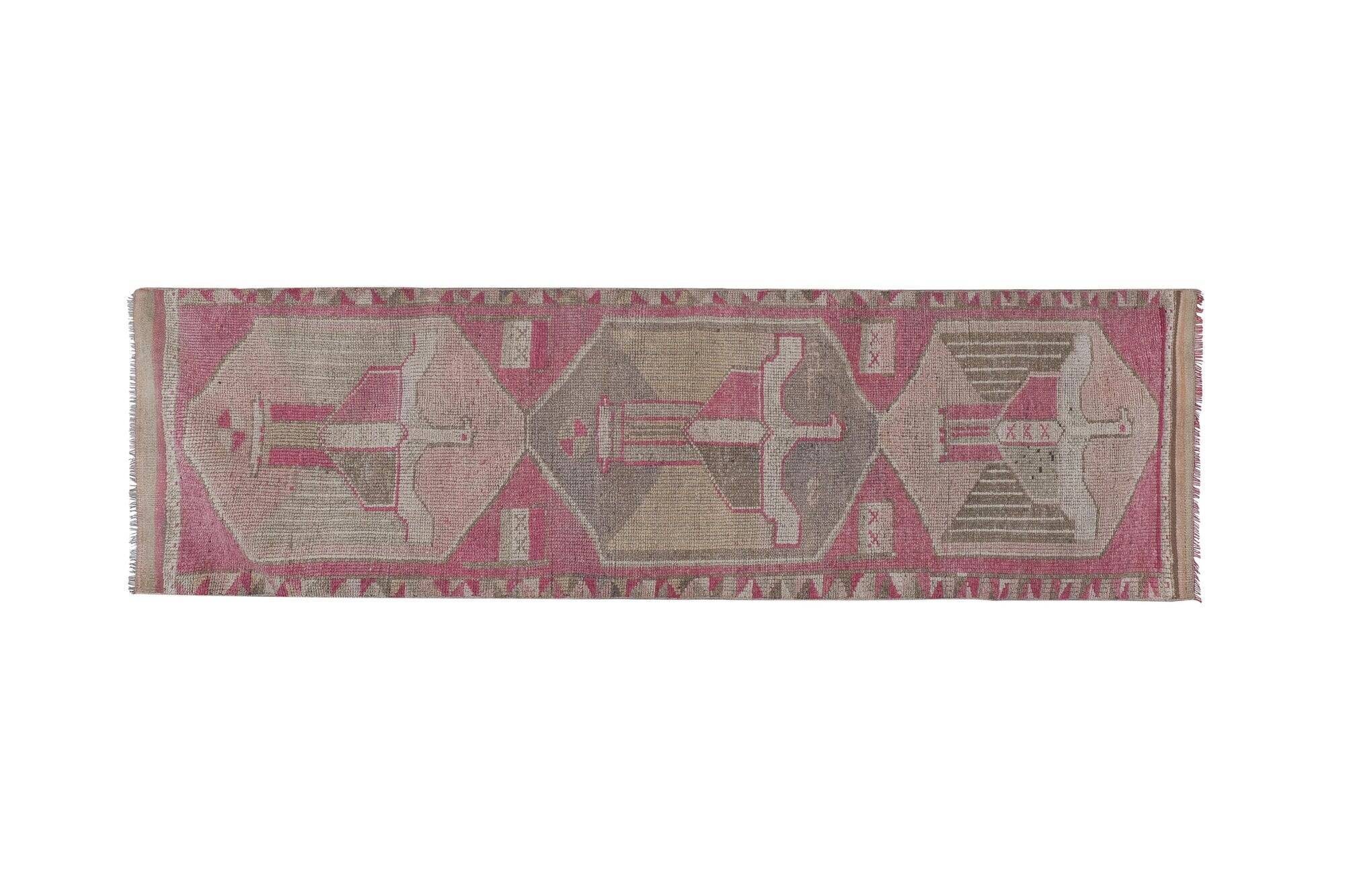 Vintage Turkish hallway rug 103x351 cm
