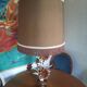 Large lamp from the 70s-80s with a silk shade.