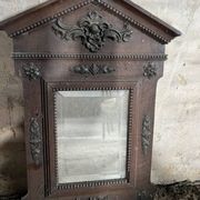 Antique carved wooden wall mirror – ornate pediment, Napoleon III style