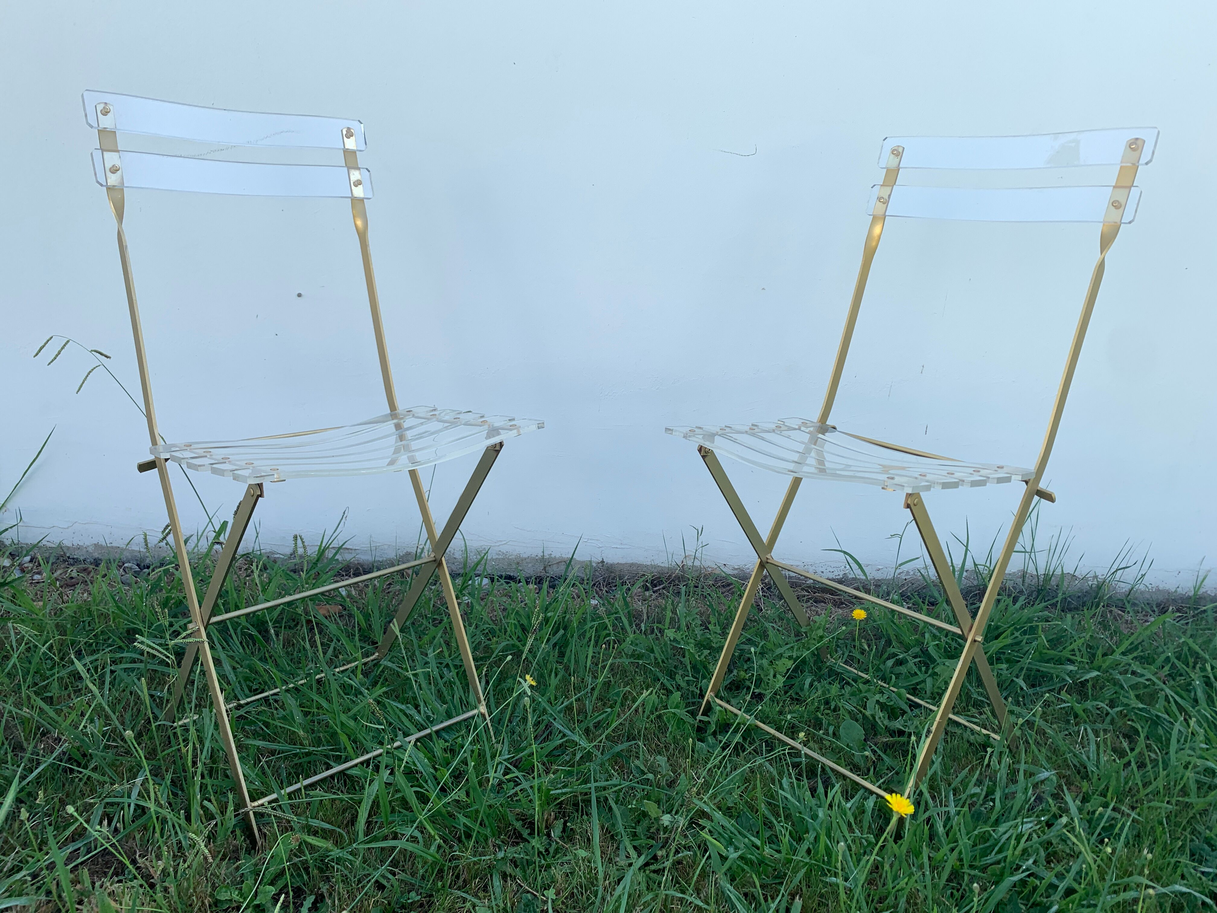 Pair of folding and invisible chairs by Lebovici and Berthet, 1970