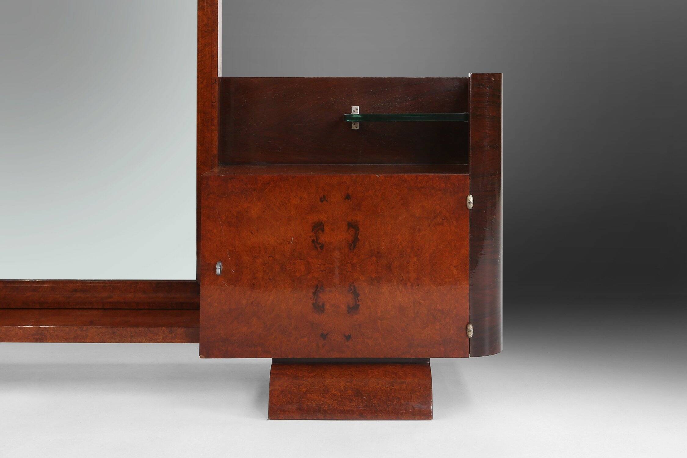 Art Deco Dressing Mirror by De Coene in Walnut Veneer, Belgium 1930s