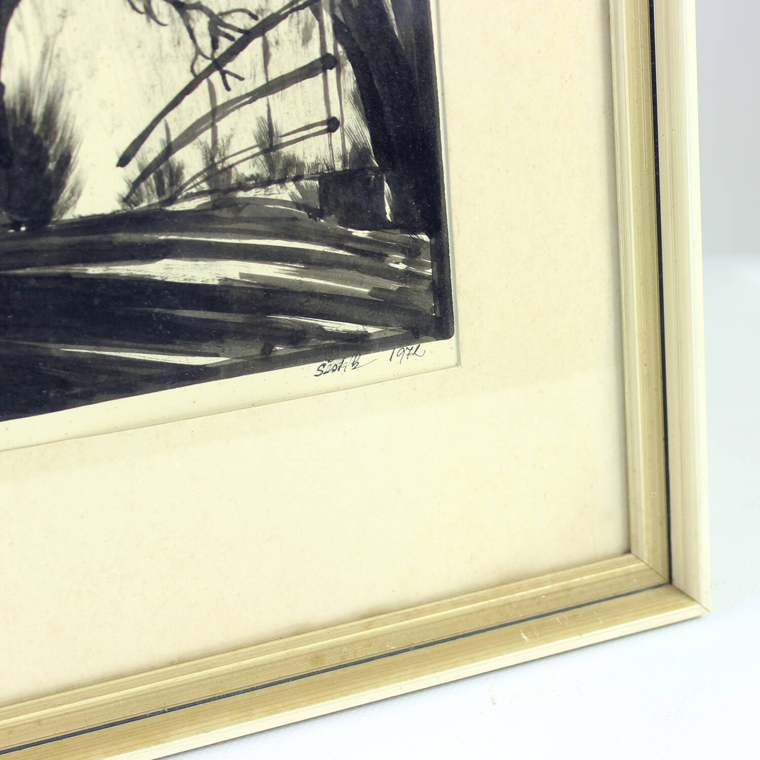 Ensemble de 2 peintures sur papier, signées Sestak 1972