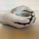 Hand candle holder gray black stone