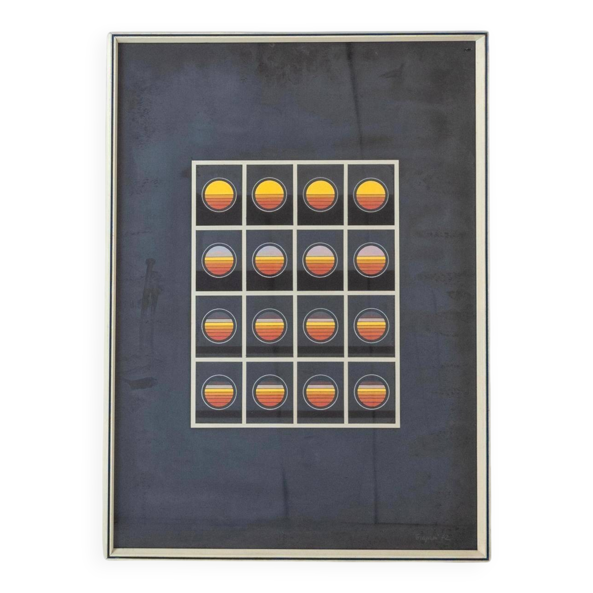 Affiche lithographique d'art moderne italien des années 1970 créée par Angela Trapani