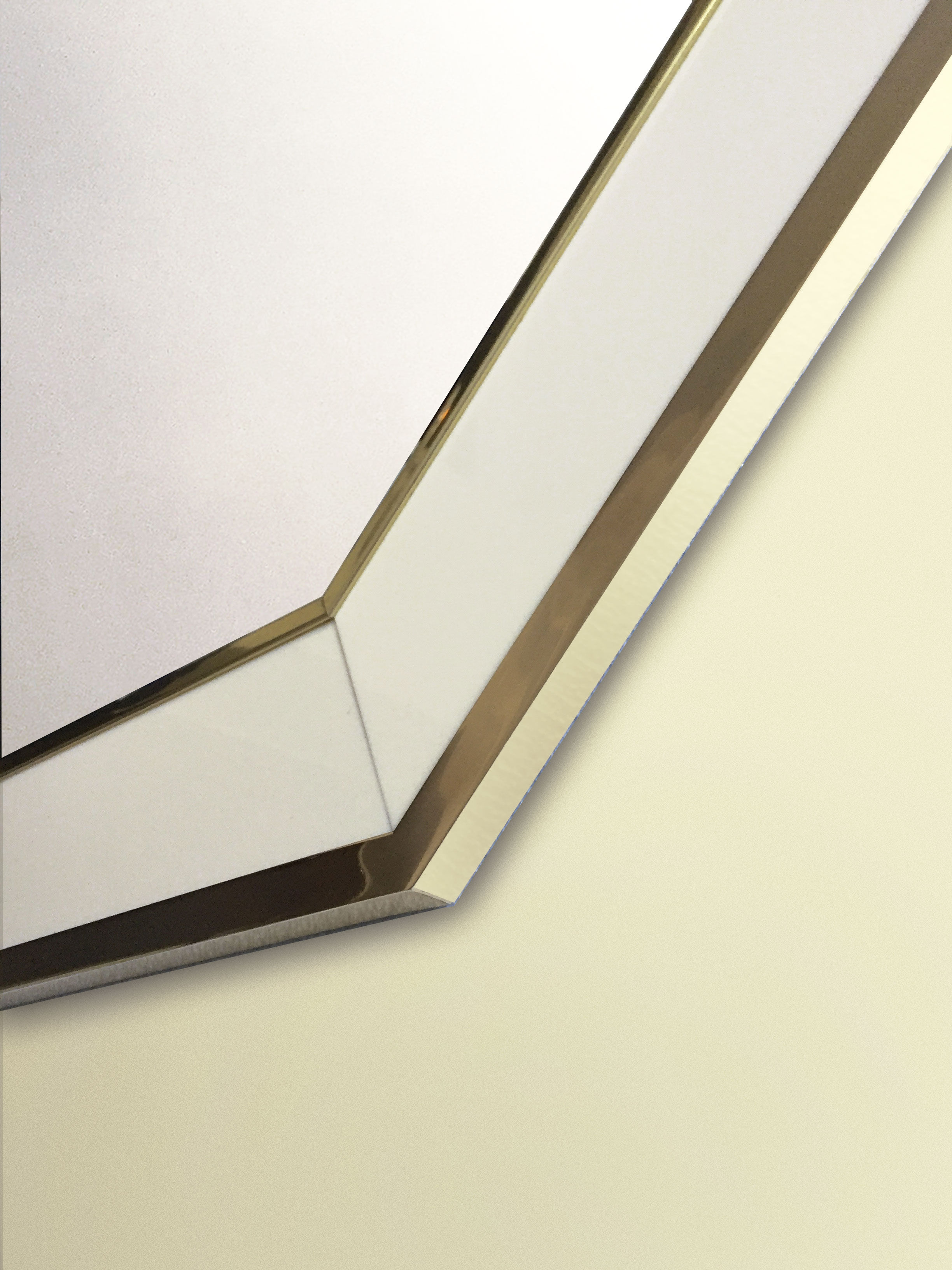 Romeo White lacquered mirror and brass by J.C Mahey. 1970 72cm