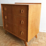 Compass foot chest of drawers in light oak from the 1960s