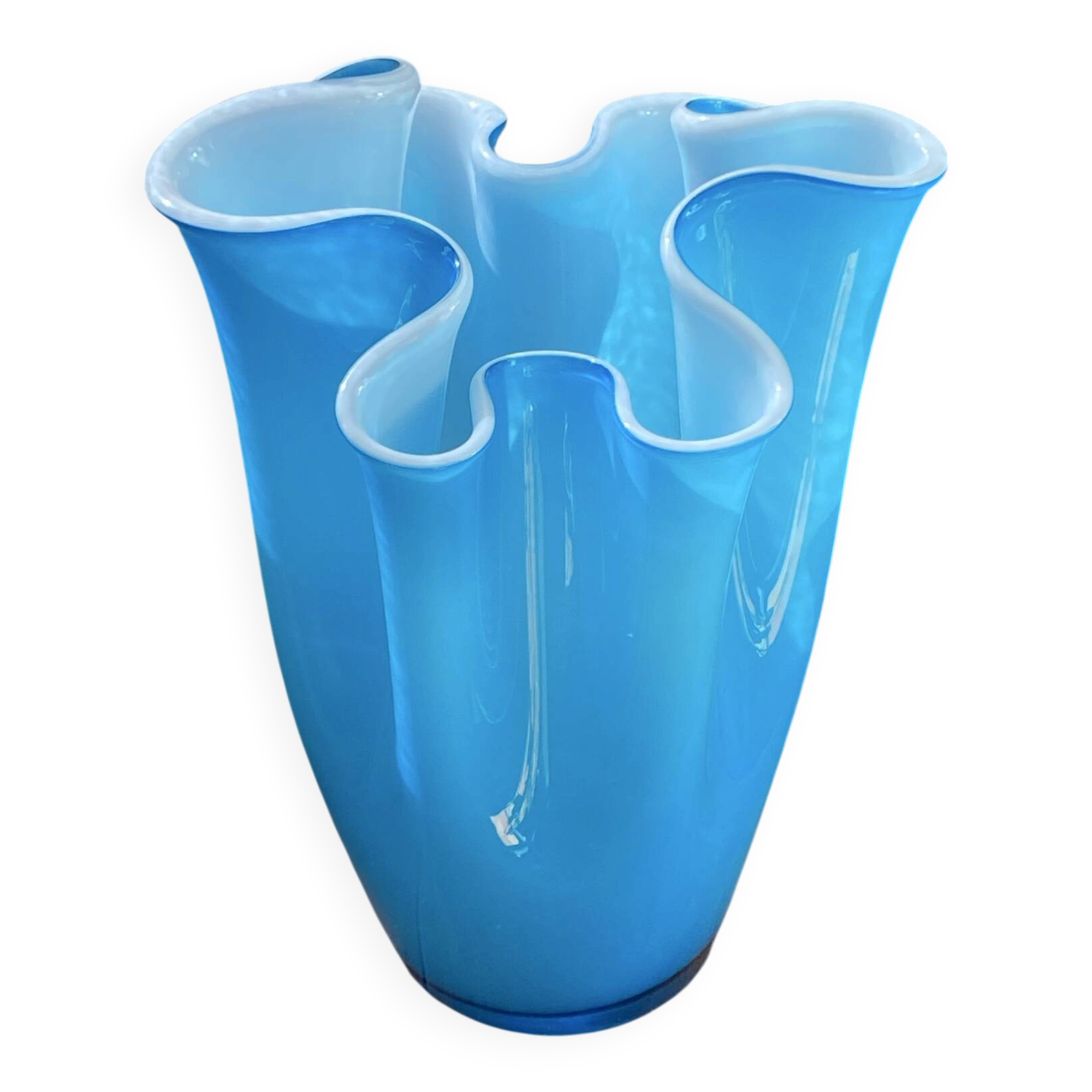 Large multi-layer glass handkerchief vase