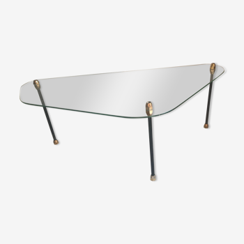 Glass and metal tripod coffee table -1960-