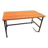 Metal and wood dining table for 6/8 people 145 cm vintage