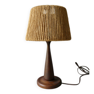 Lampe en teck et abat - 1950