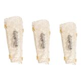 Set of 3 large angular wall sconces in Murano glass by Hillebrand, Germany, 1960s.