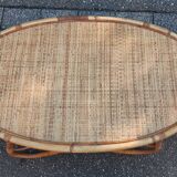Rattan and wicker coffee table Italy 1960