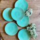 Set of 6 vintage art deco mint and gold desseet plates