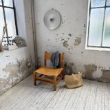 Elm and leather armchair Maison Regain