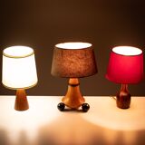 Trio de petites lampes de table des années 1960 avec abat-jour, Hollande