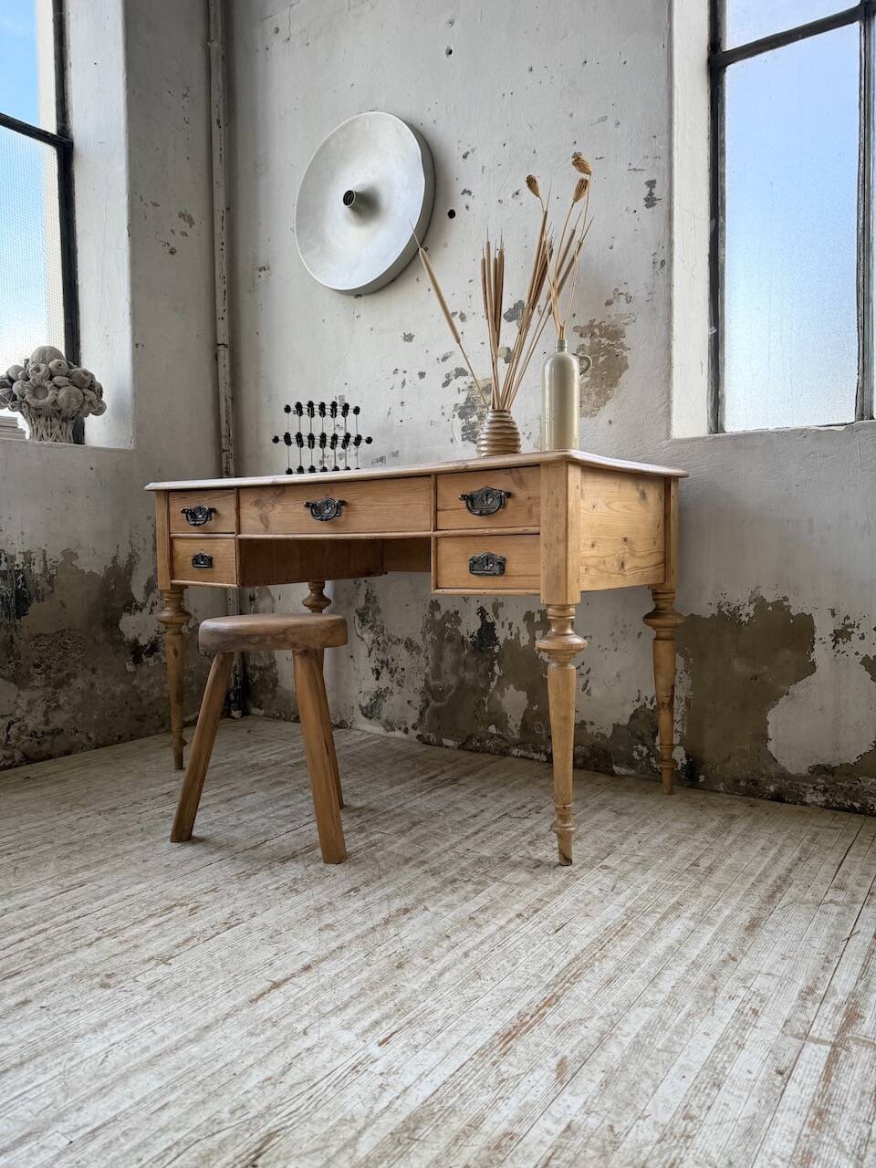Blonde walnut desk and pine top 1900