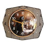 Vintage clock silent wall clock 60s "Golden Black Electric Japy"